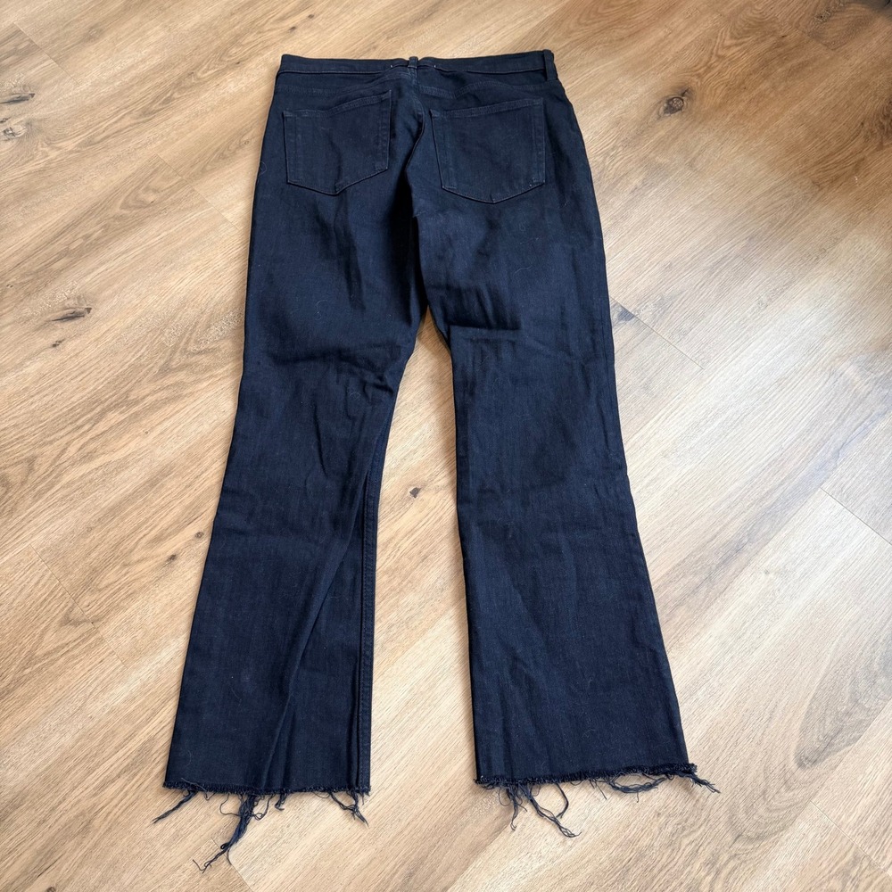 EVERLANE Black High Rise Flare Jeans Raw Hem Size 29 Regular - Picture 7 of 8